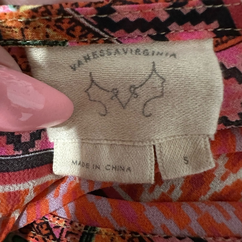 Anthropologie Vanessa Virginia Chama Kaftan Maxi Dress. In Pink and Green - Sz S - Picture 5 of 10